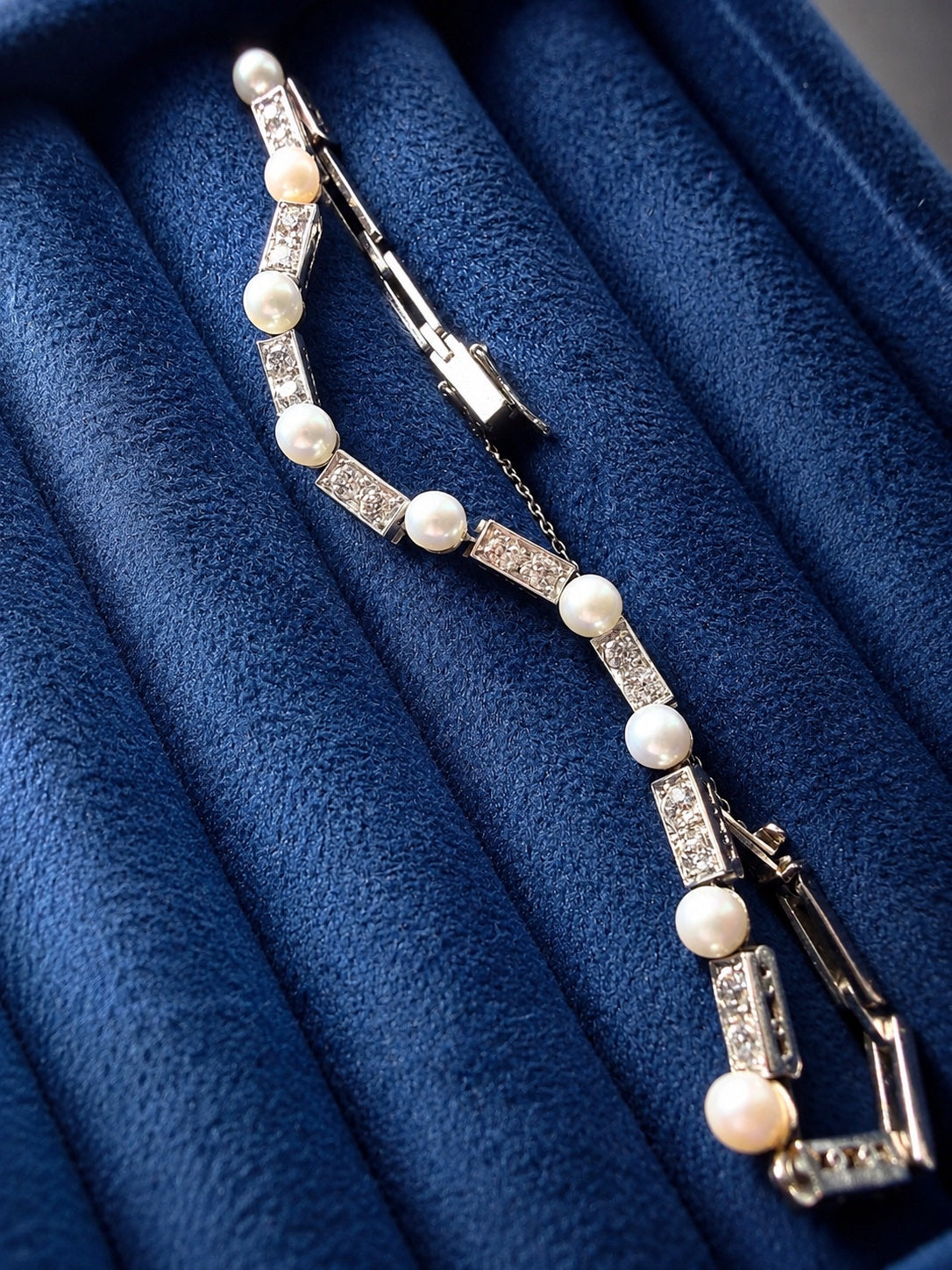 Art Deco Platinum Pearl & Diamond Bracelet