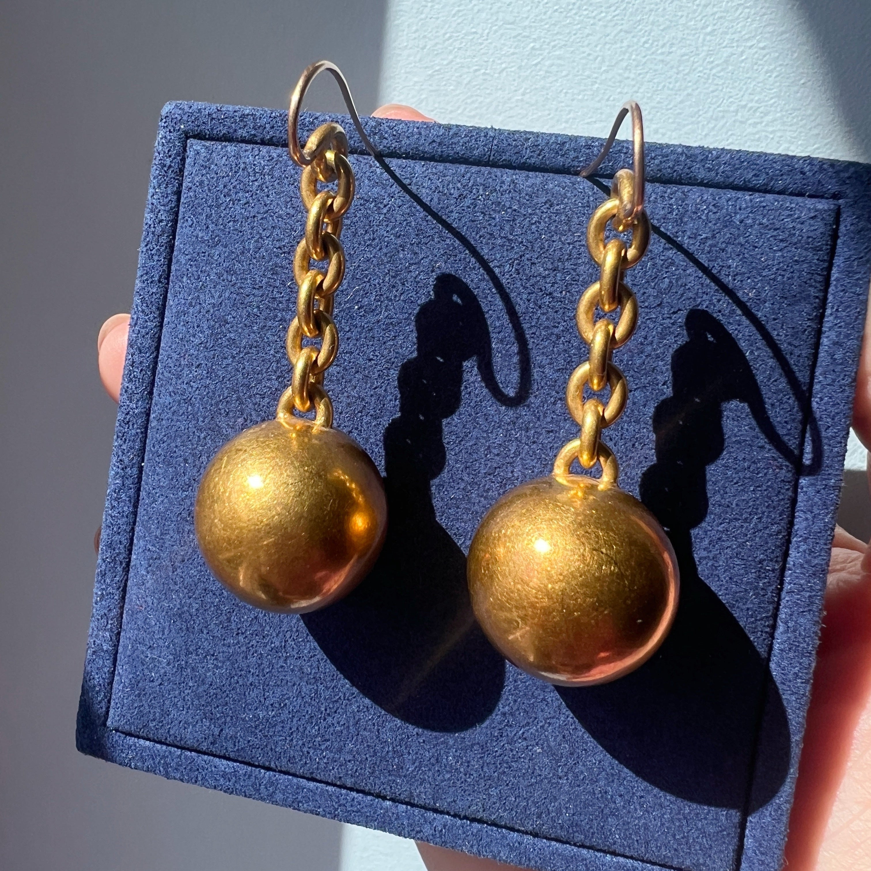 French antique Victorian era 18K Gold Orb Earrings