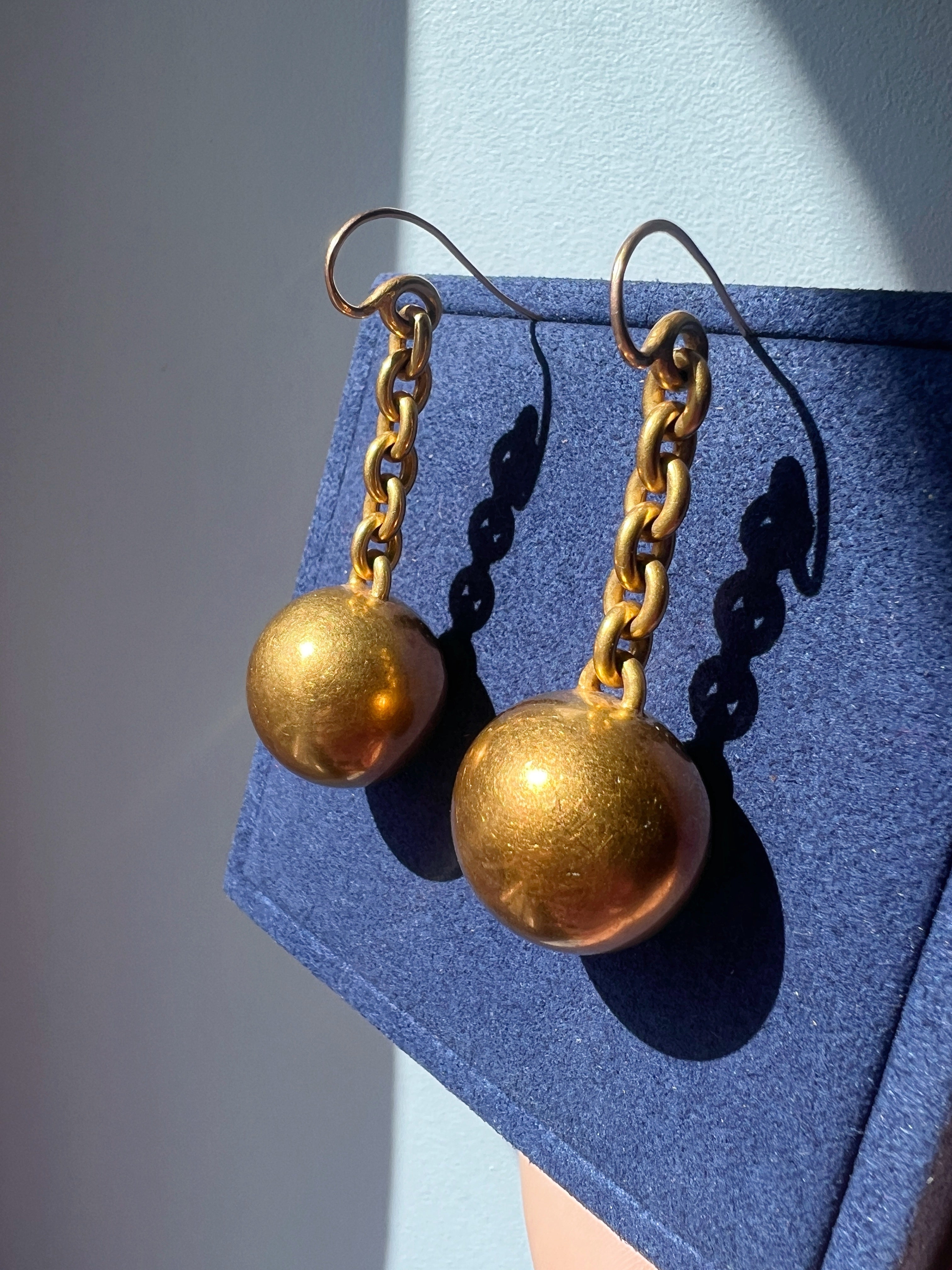 French antique Victorian era 18K Gold Orb Earrings