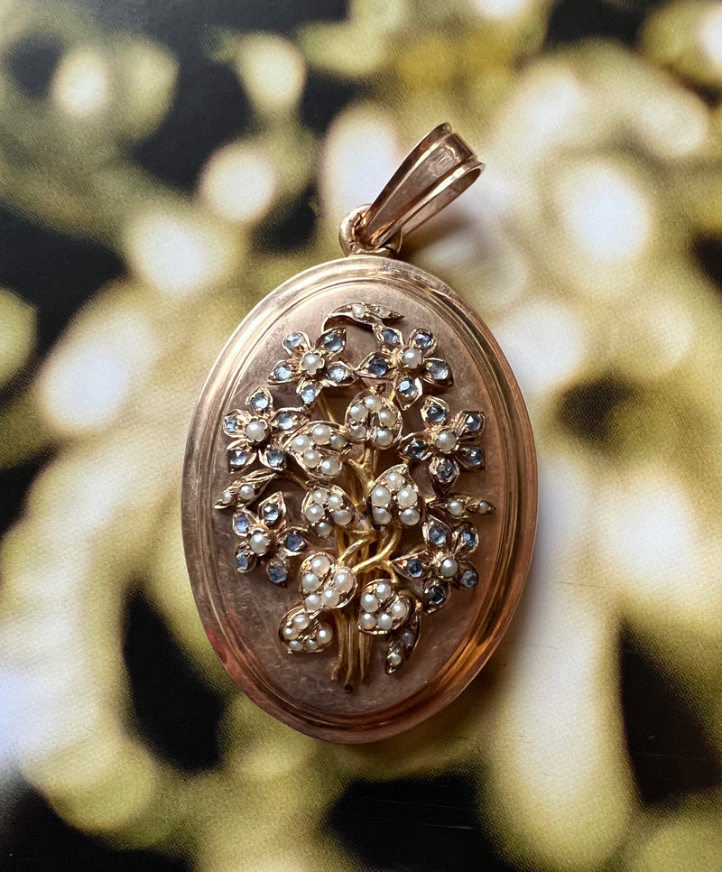 French antique gold locket pendant