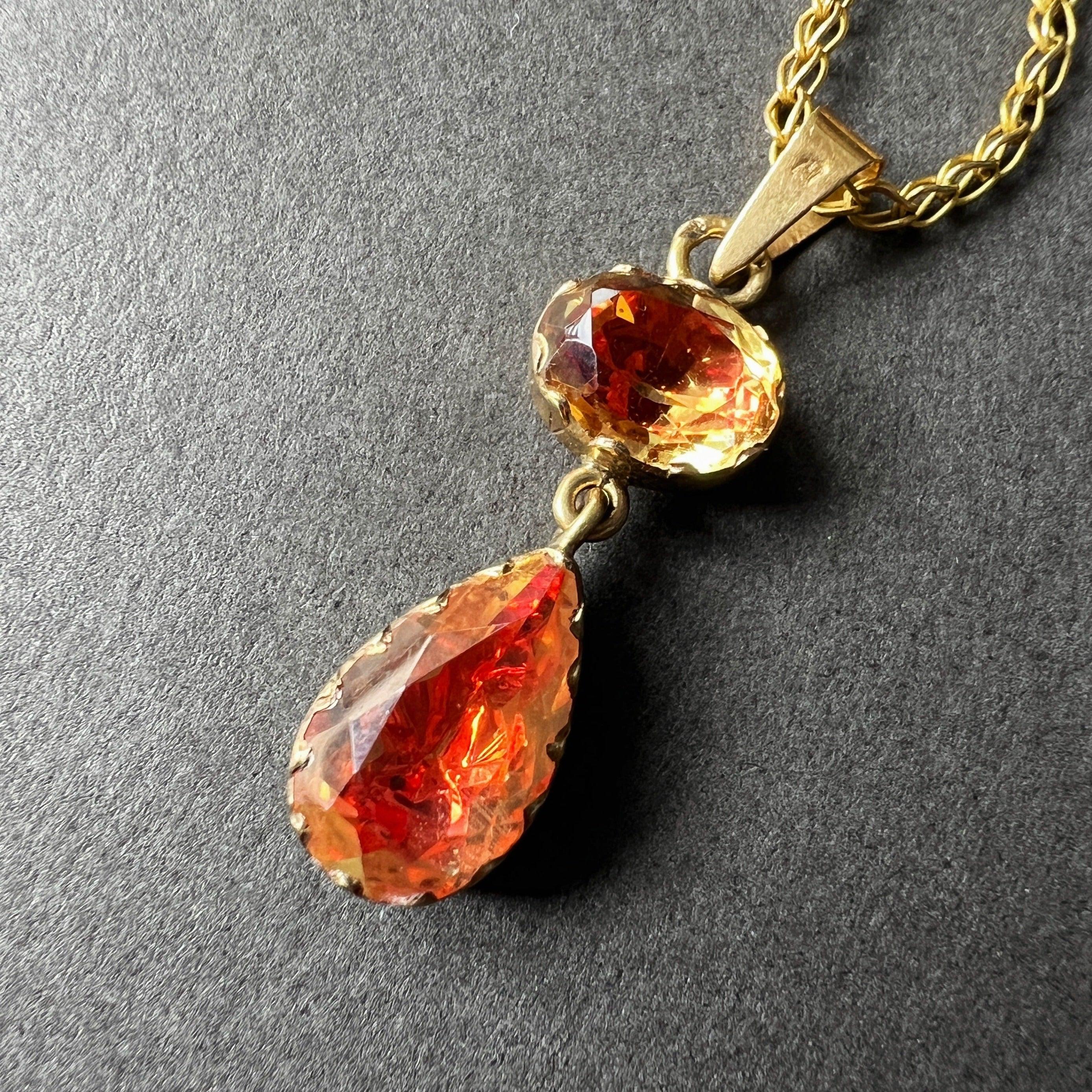 Georgian era 18K gold foiled citrine pendant - Curiously timeless