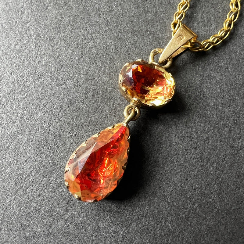 Georgian era 18K gold foiled citrine pendant