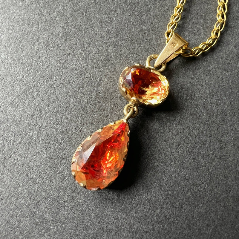 Georgian era 18K gold foiled citrine pendant