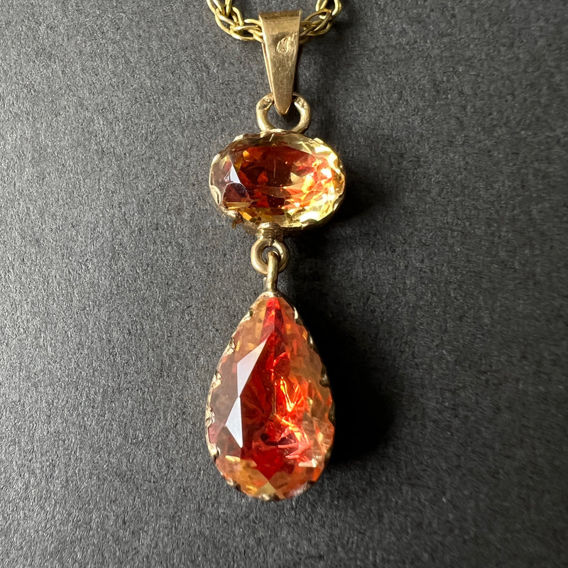 Georgian era 18K gold foiled citrine pendant