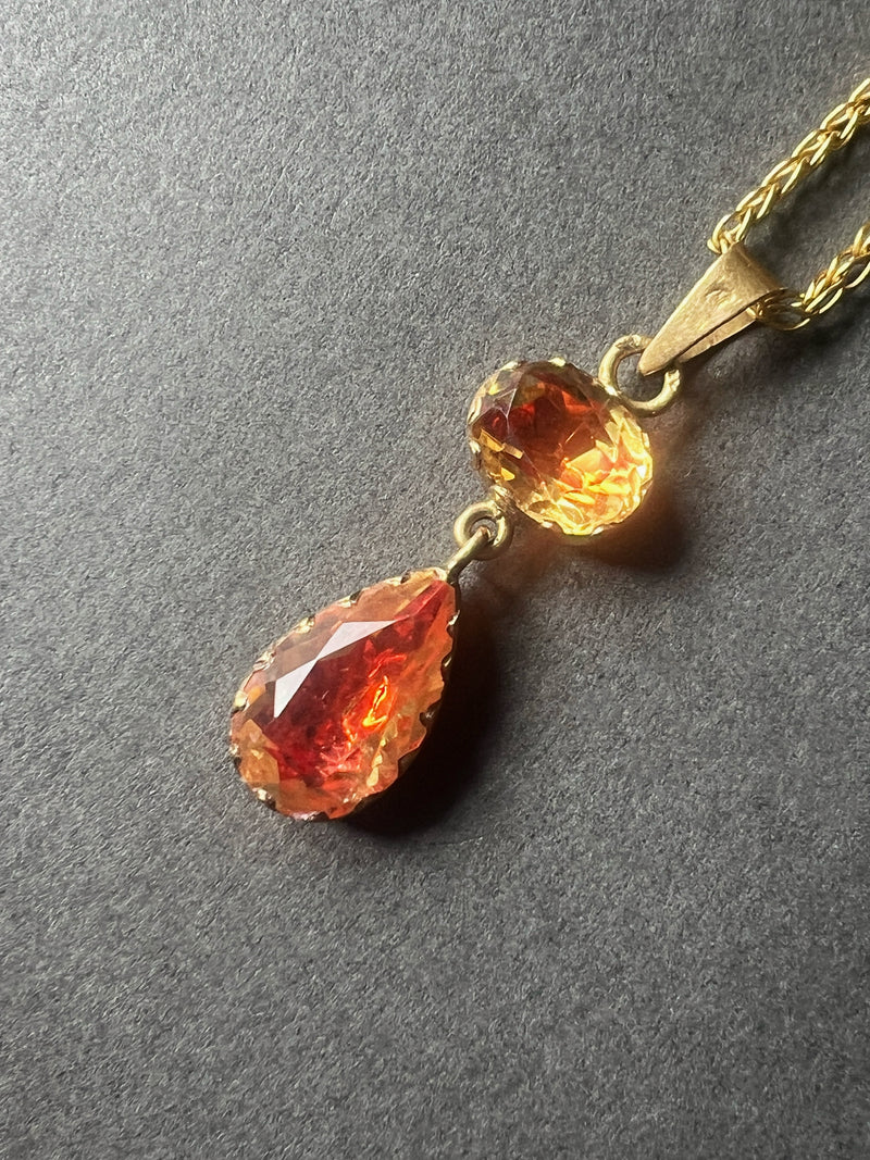 Georgian era 18K gold foiled citrine pendant