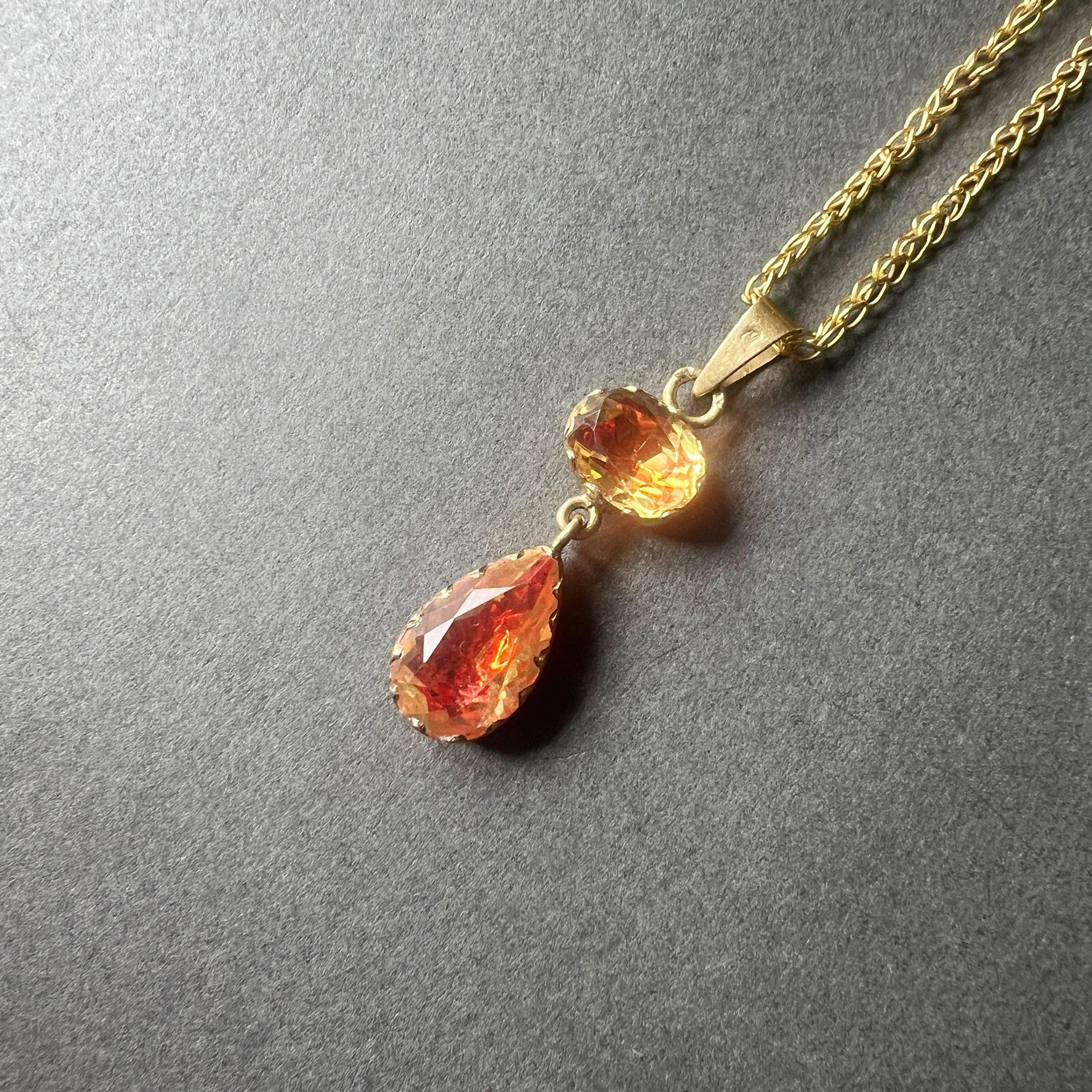 Georgian era 18K gold foiled citrine pendant - Curiously timeless