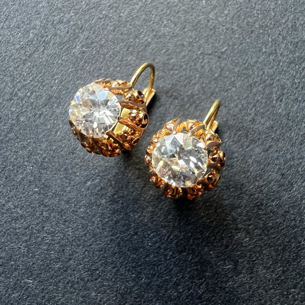 Antique 18K gold solitaire diamond earrings - Curiously timeless