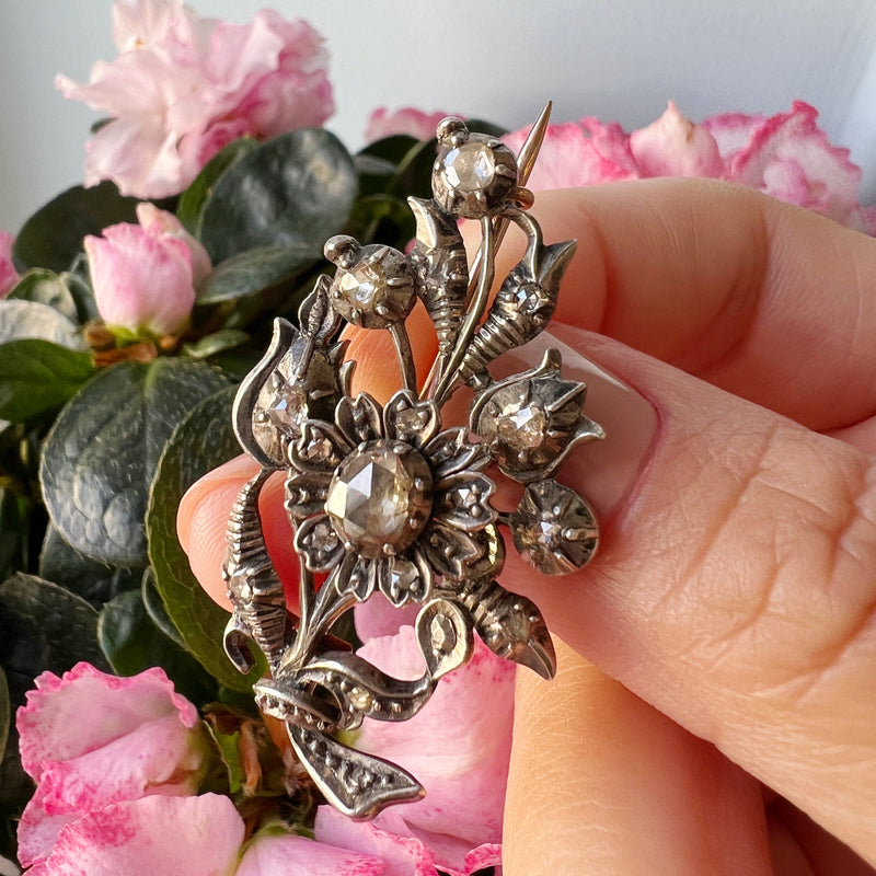 Georgian era diamond flower brooch