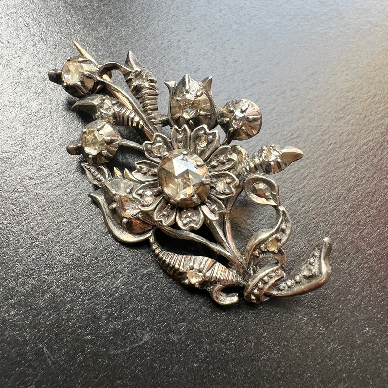 Georgian era diamond flower brooch