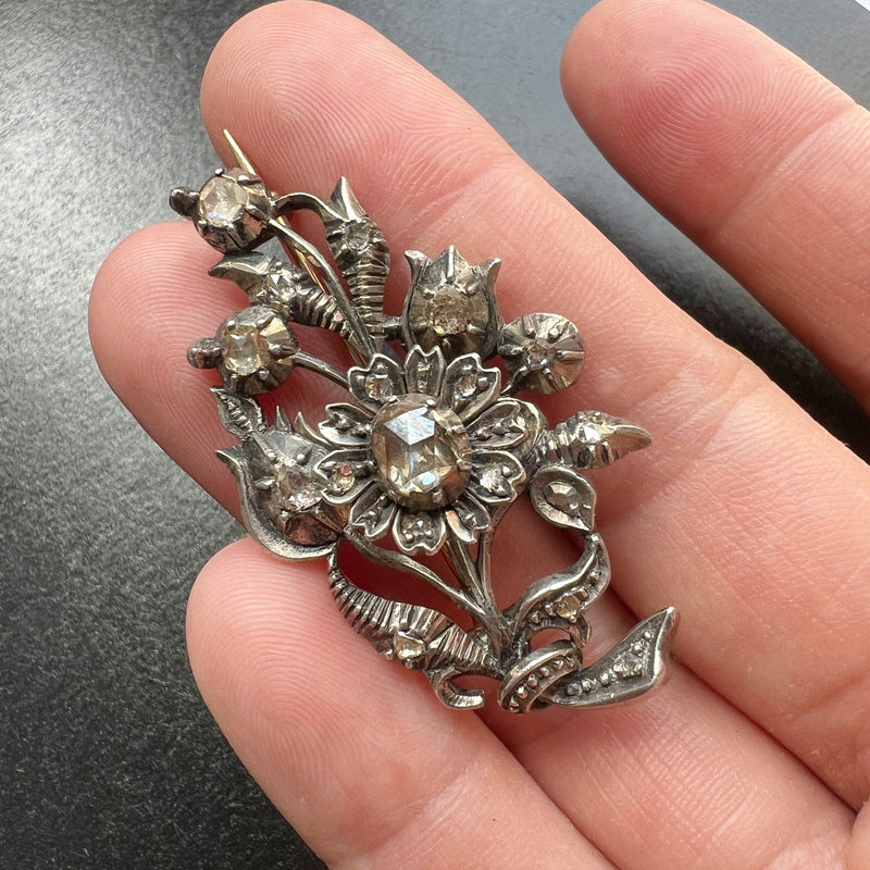 Diamond flower bouquet brooch