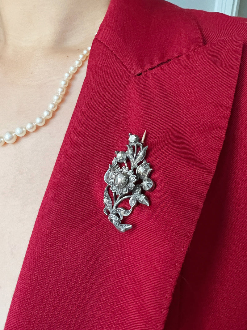 Georgian era diamond flower brooch