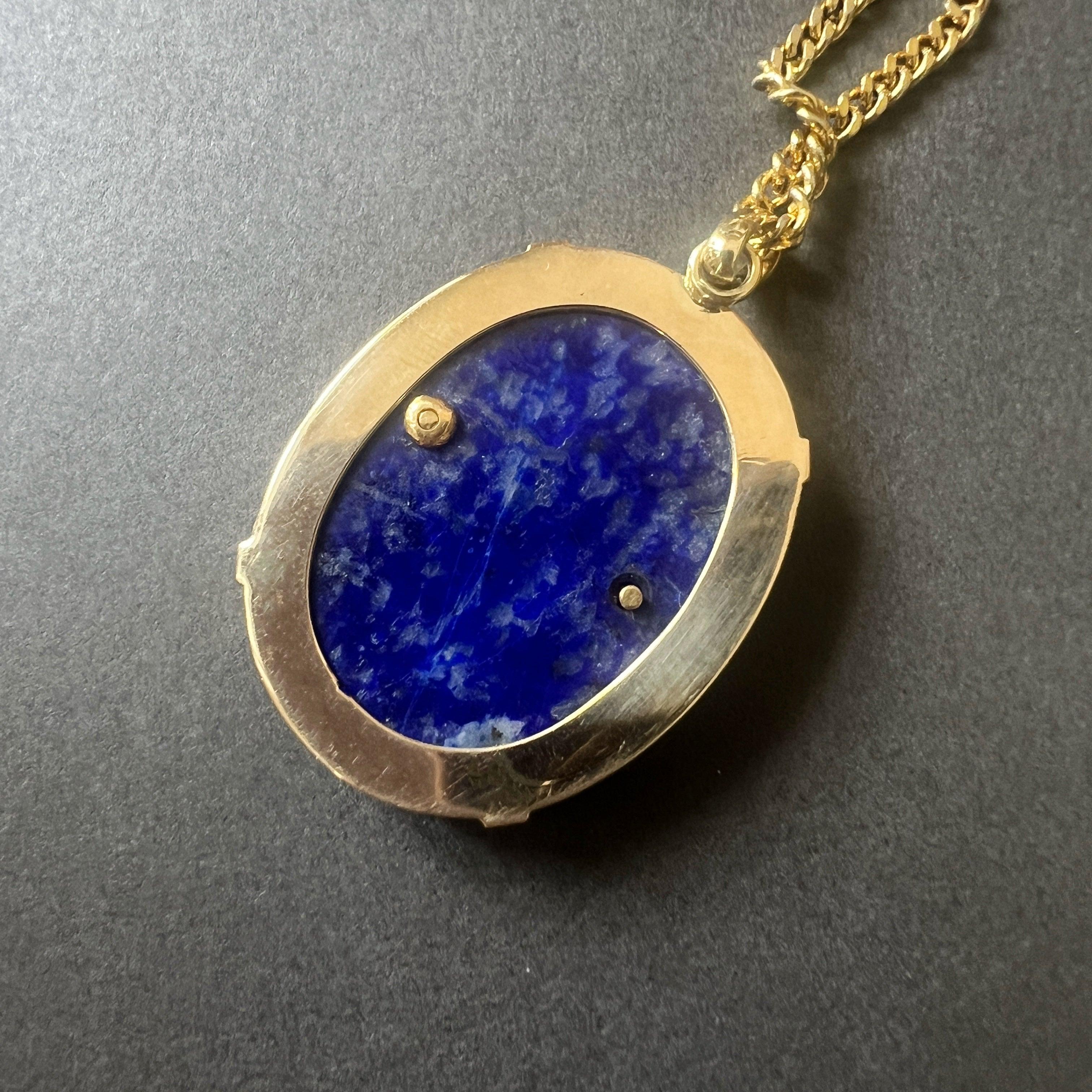 18K gold lapis lazuli diamond crowned “A” pendant - Curiously timeless