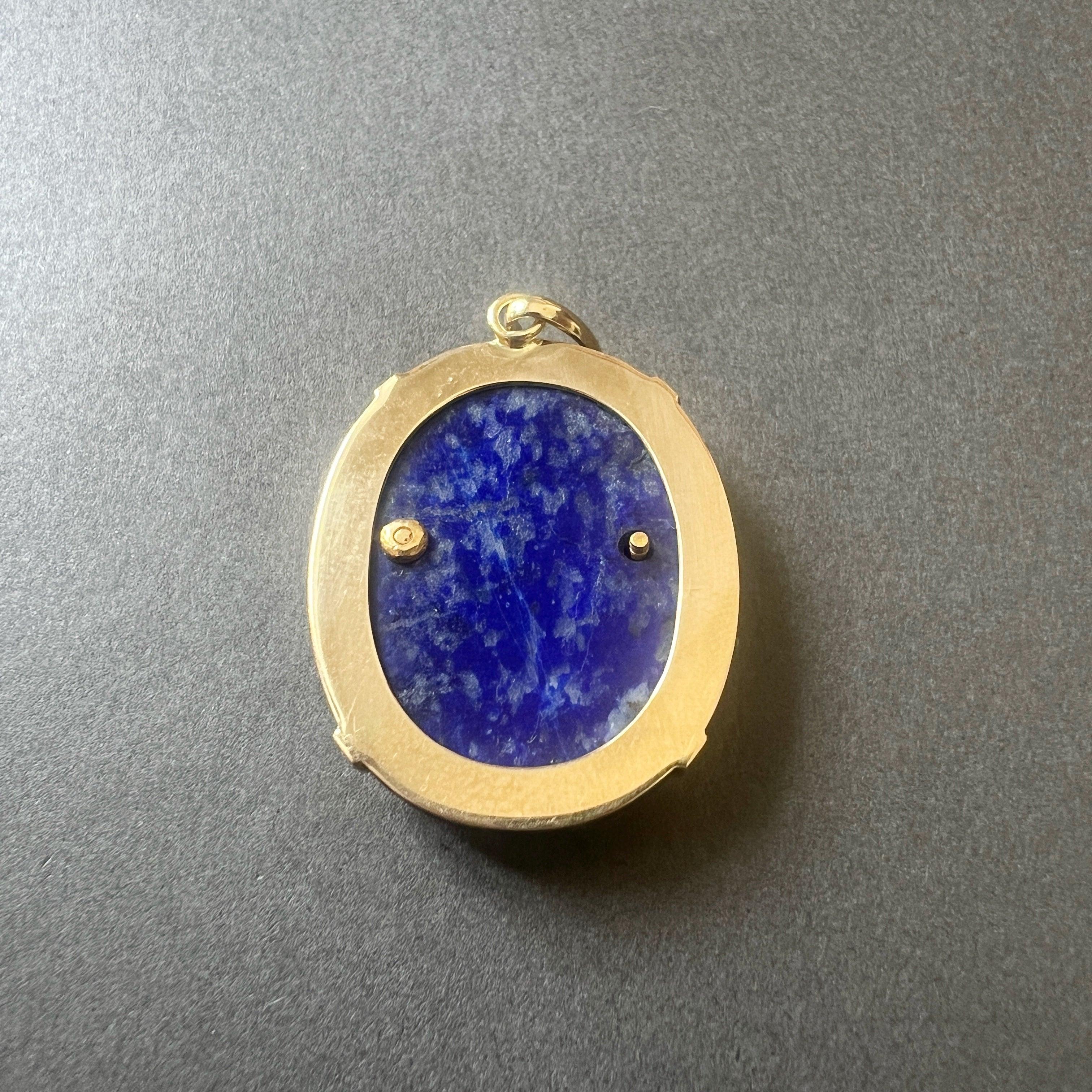 18K gold lapis lazuli diamond crowned “A” pendant - Curiously timeless