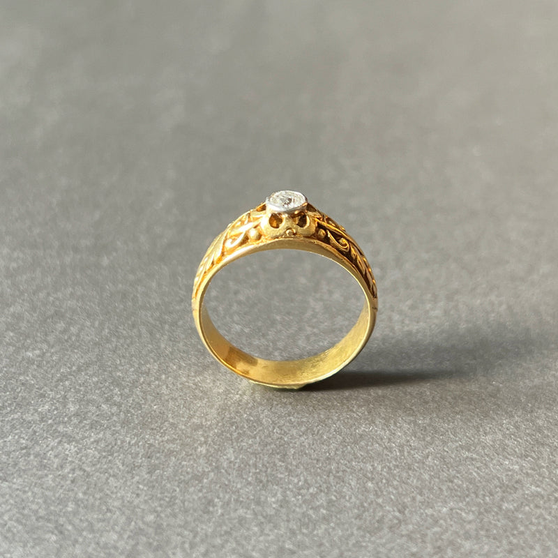 Georgian era 18K plain gold floral diamond band ring