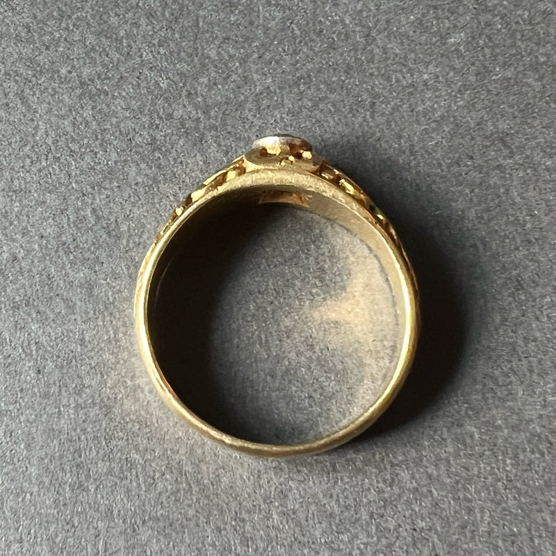 Georgian era 18K plain gold floral diamond band ring