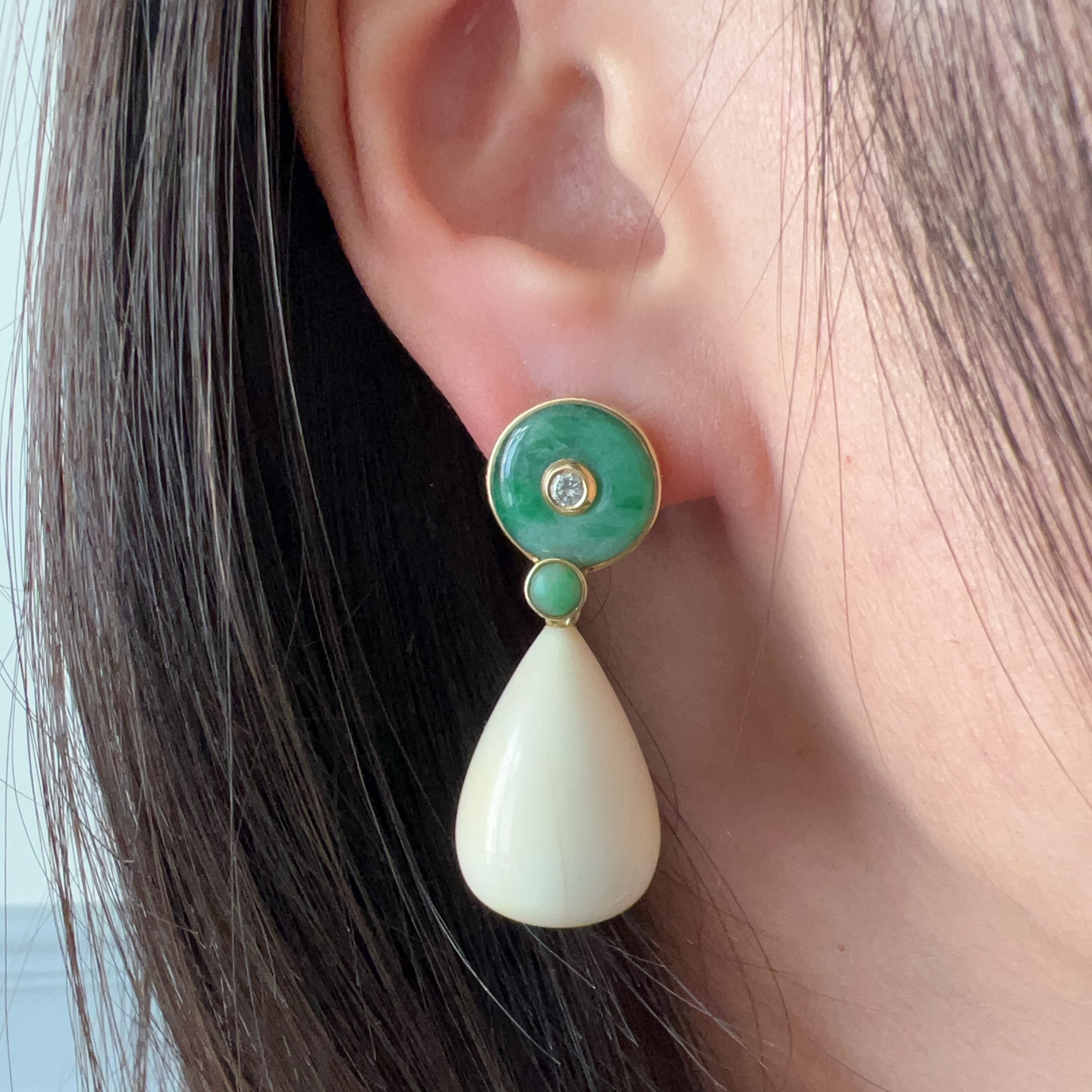Maria Grazia Baldan 18K Gold 4-in-1 Jade interchangeable Earrings
