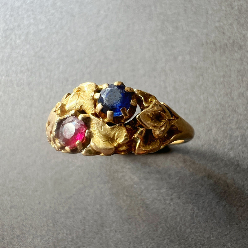 Art Nouveau era 18K gold ivy leaves ring