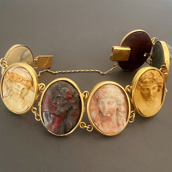 Antique 18K gold grand tour cameo bracelet