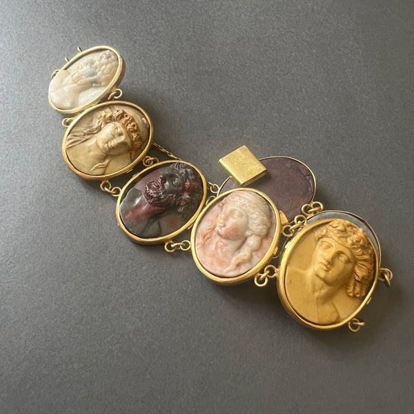 Antique 18K gold grand tour cameo bracelet