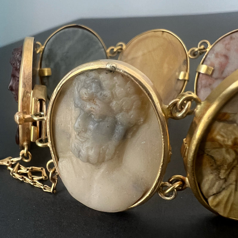 Antique 18K gold grand tour cameo bracelet