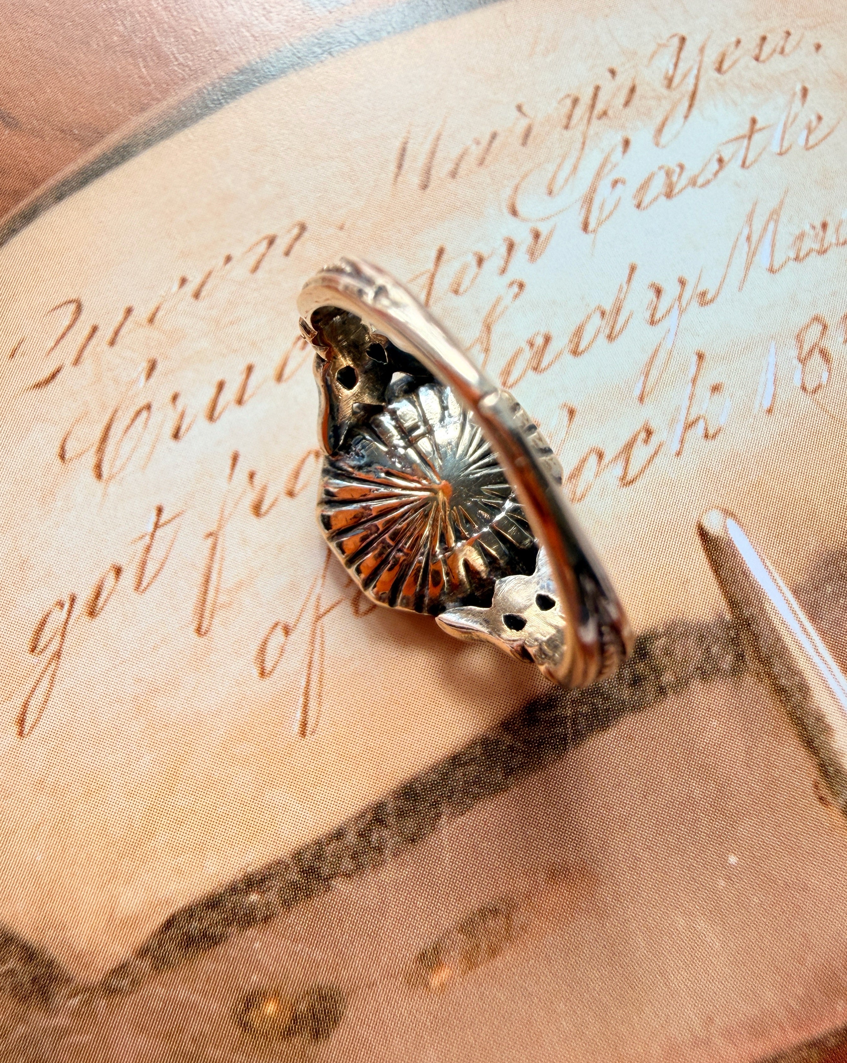 Georgian era 18K gold Aquamarine diamond ring