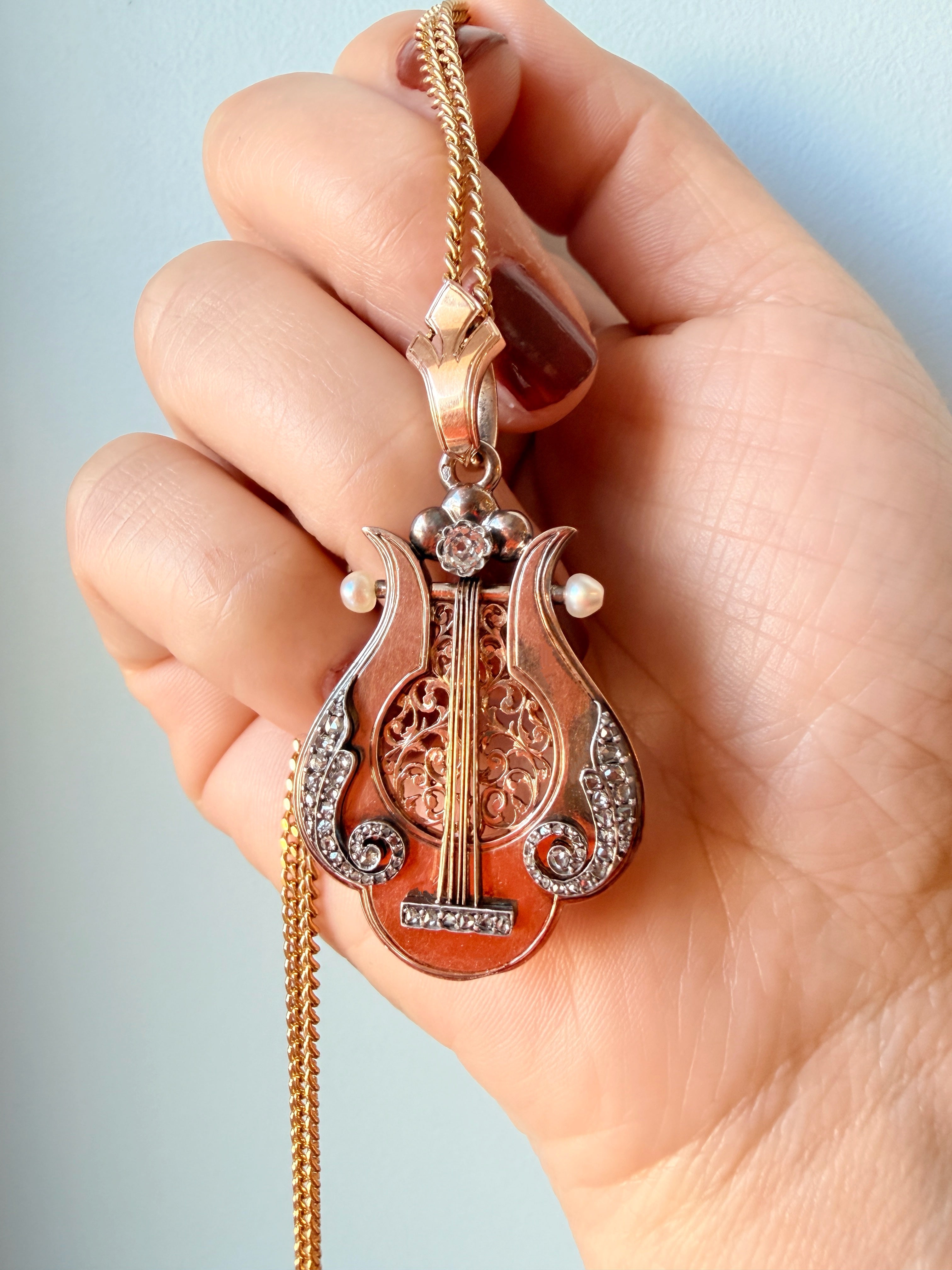 Antique Victorian 18K Gold diamond pearl Vinaigrette Locket 