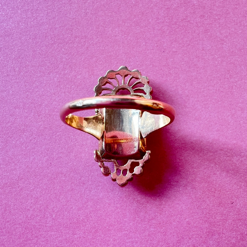 19th century 18K enamelled cherub miniature ring