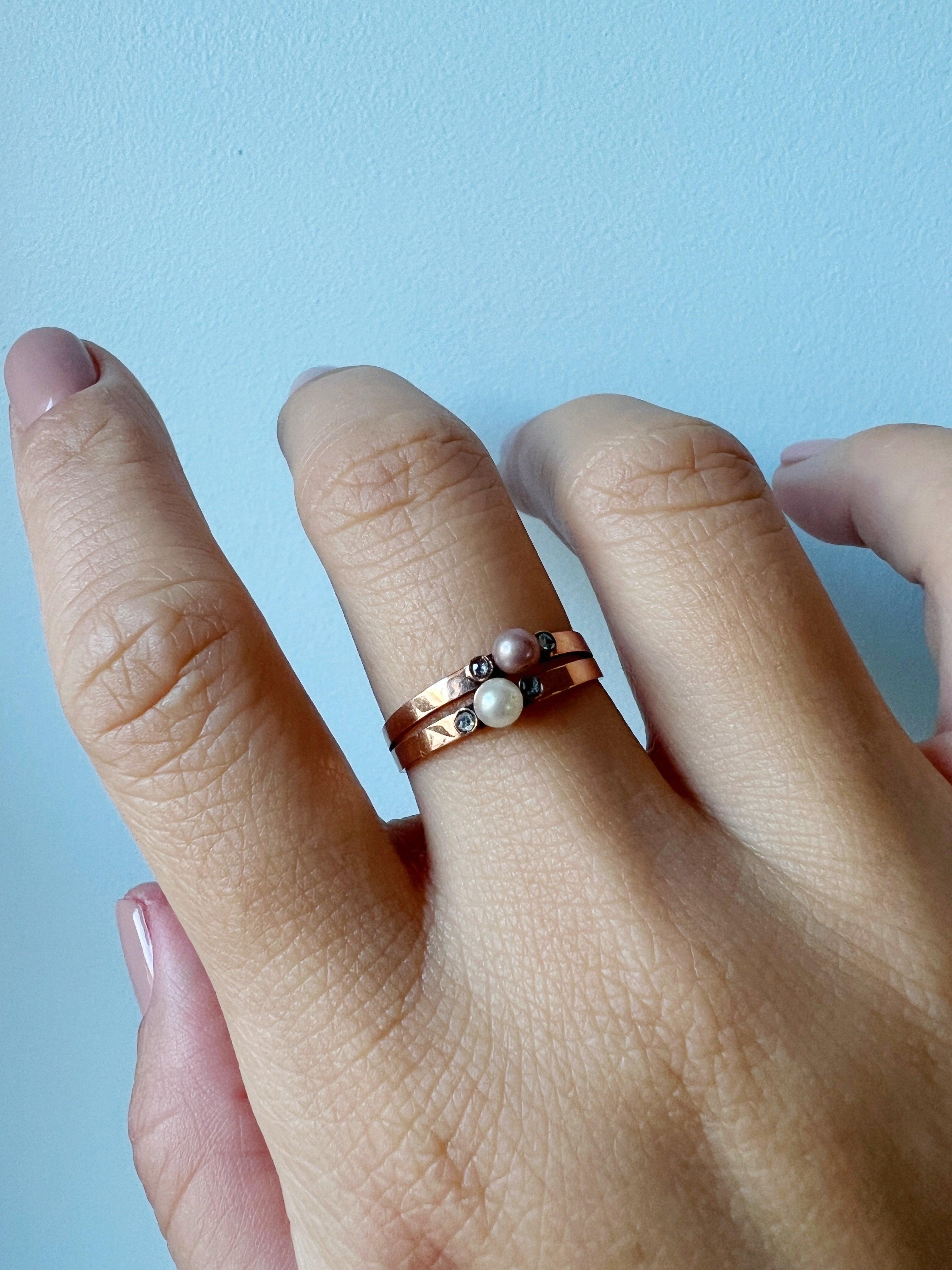 Victorian 18K gold natural pearl diamond ring - Curiously timeless