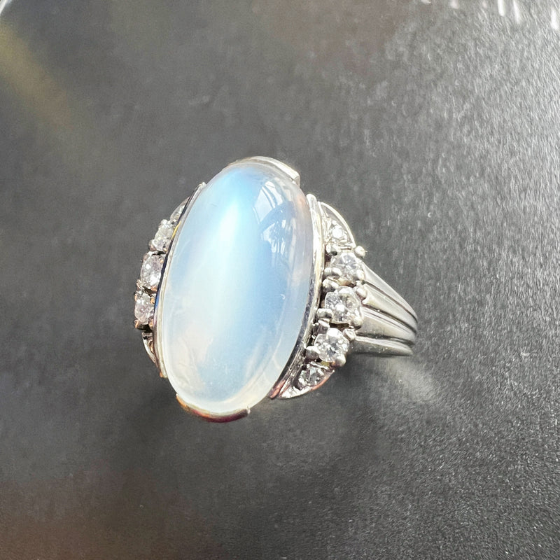 Art Deco era 18K gold moonstone and diamond ring