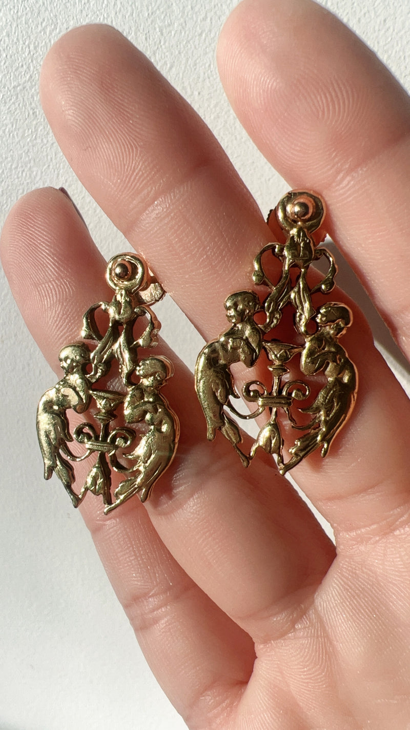 18K gold angel earrings