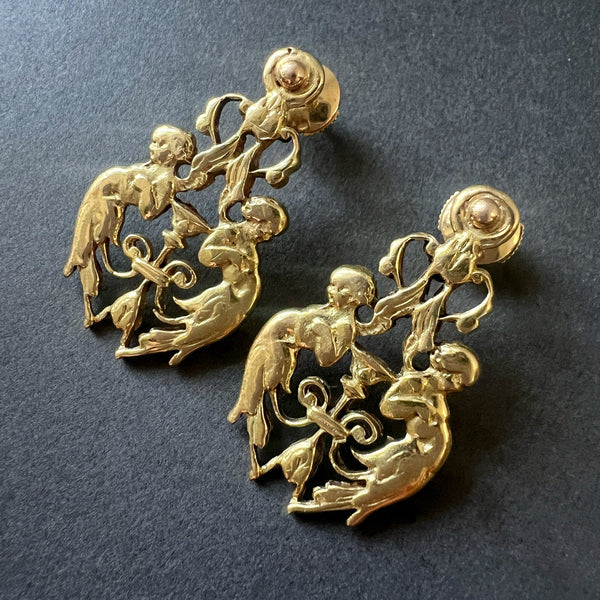 18K gold angel earrings