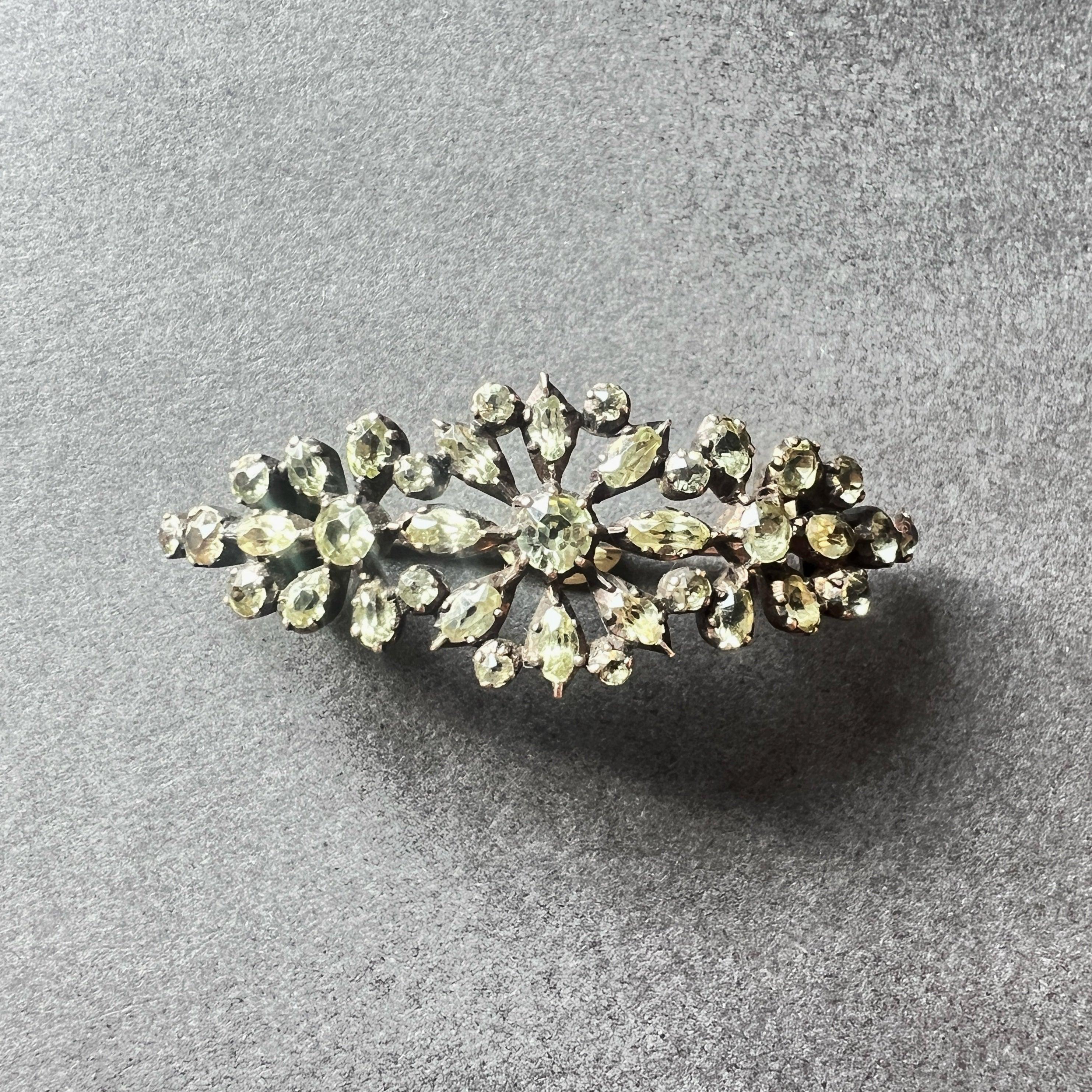 Rare Georgian Era Chrysoberyl Flower Brooch - Curiously timeless