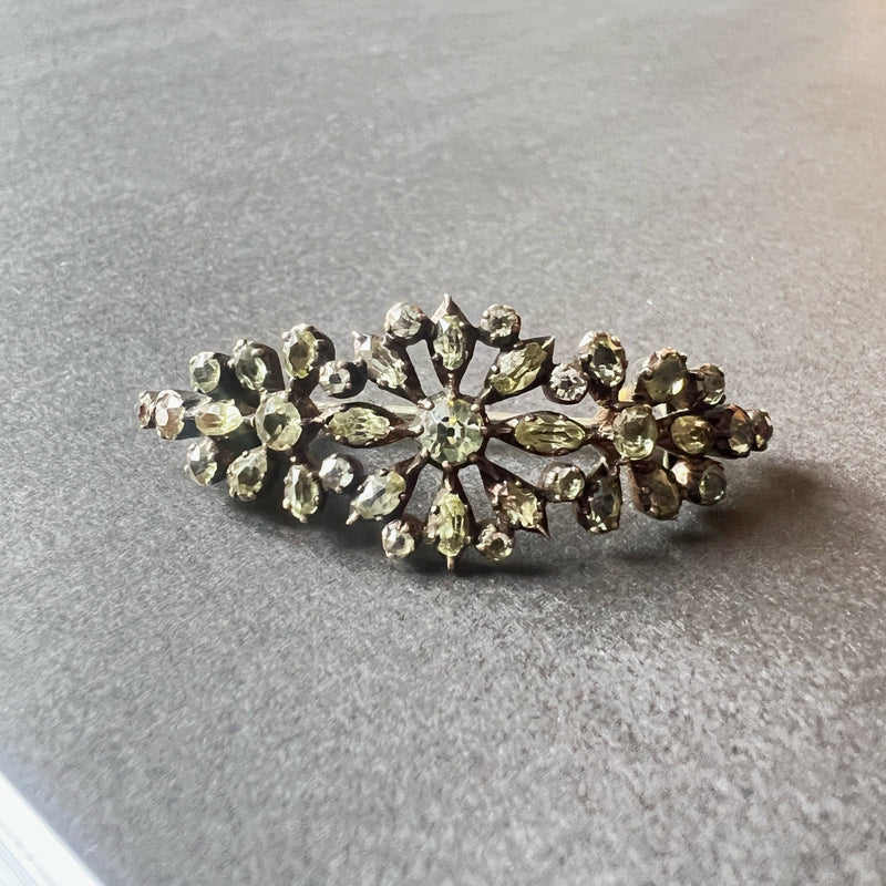 Rare Georgian Era Chrysoberyl Flower Brooch