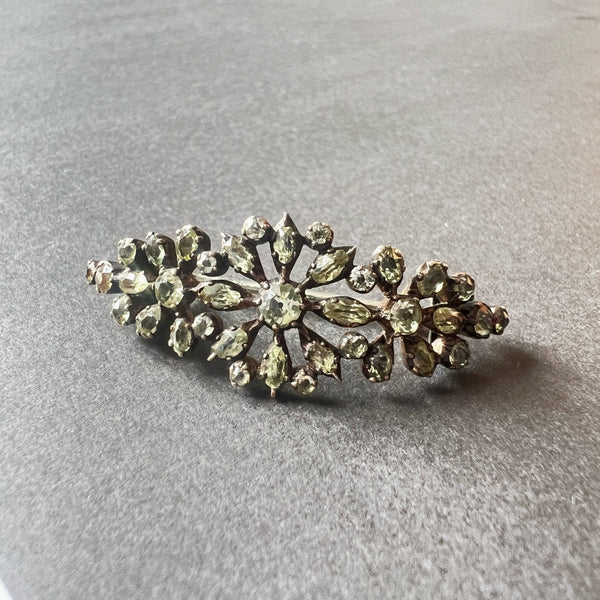 Rare Georgian Era Chrysoberyl Flower Brooch