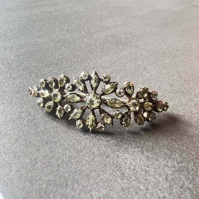 Rare Georgian Era Chrysoberyl Flower Brooch