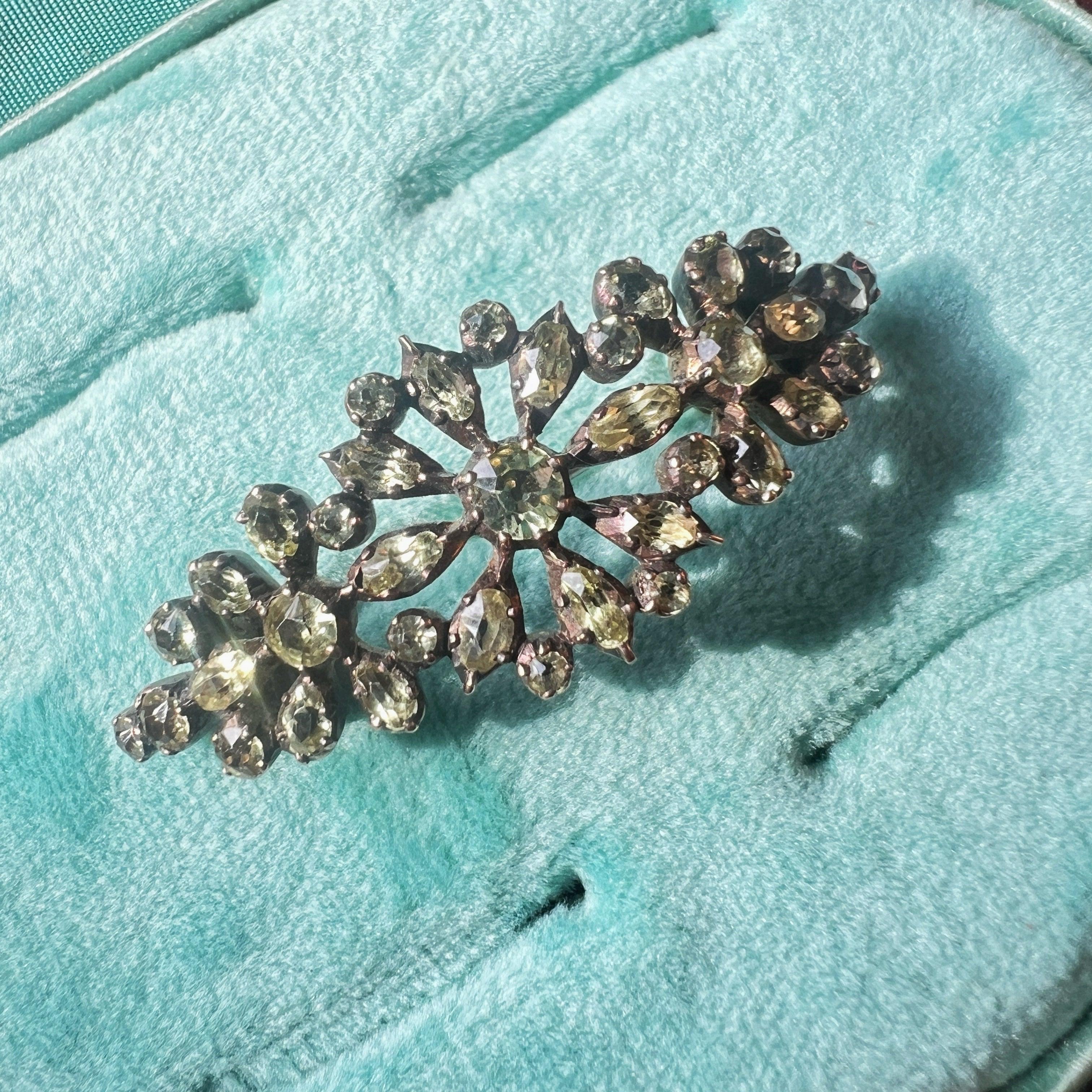 Rare Georgian Era Chrysoberyl Flower Brooch - Curiously timeless