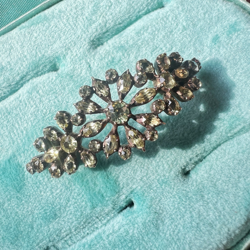 Rare Georgian Era Chrysoberyl Flower Brooch