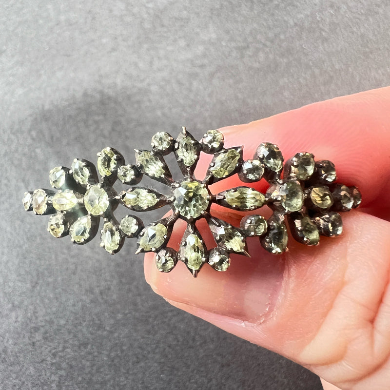 Rare Georgian Era Chrysoberyl Flower Brooch