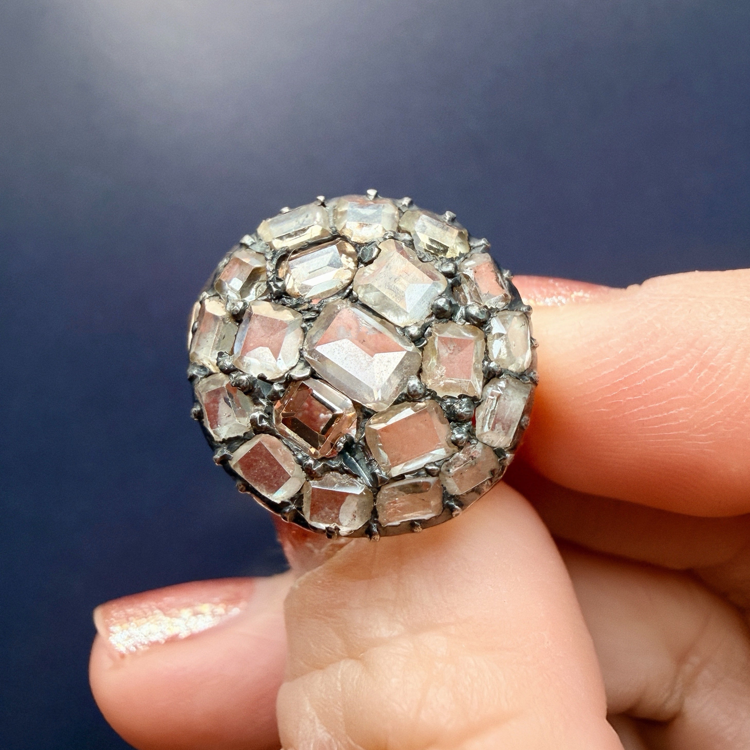 Antique 14k gold table cut diamond cluster ring