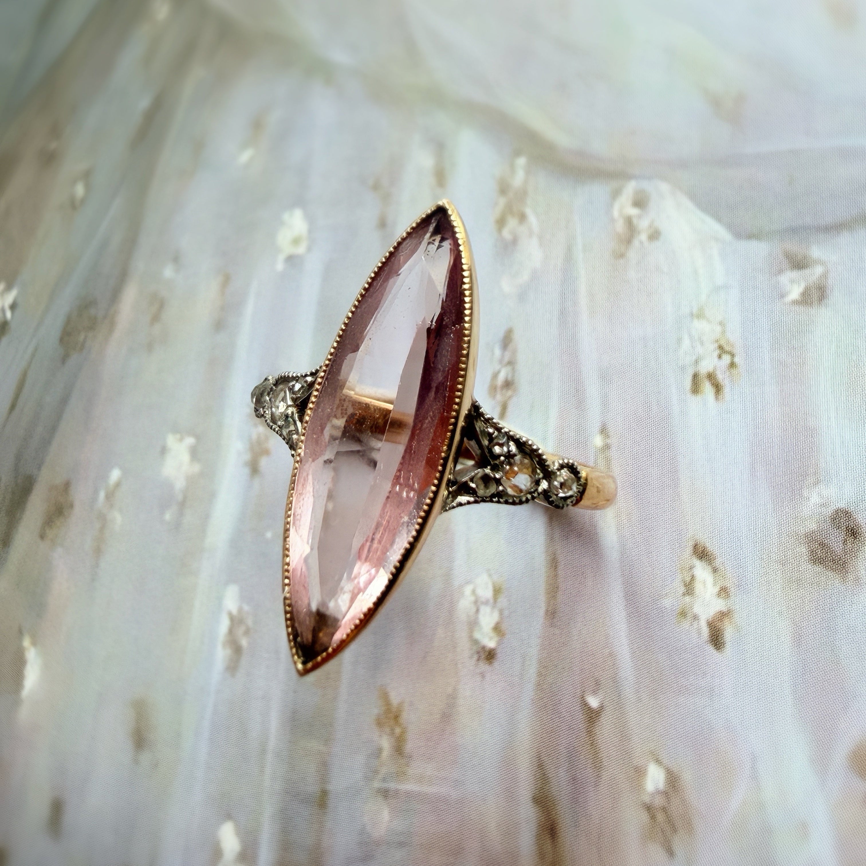 Reserved-Victorian era 18K gold amethyst marquise ring