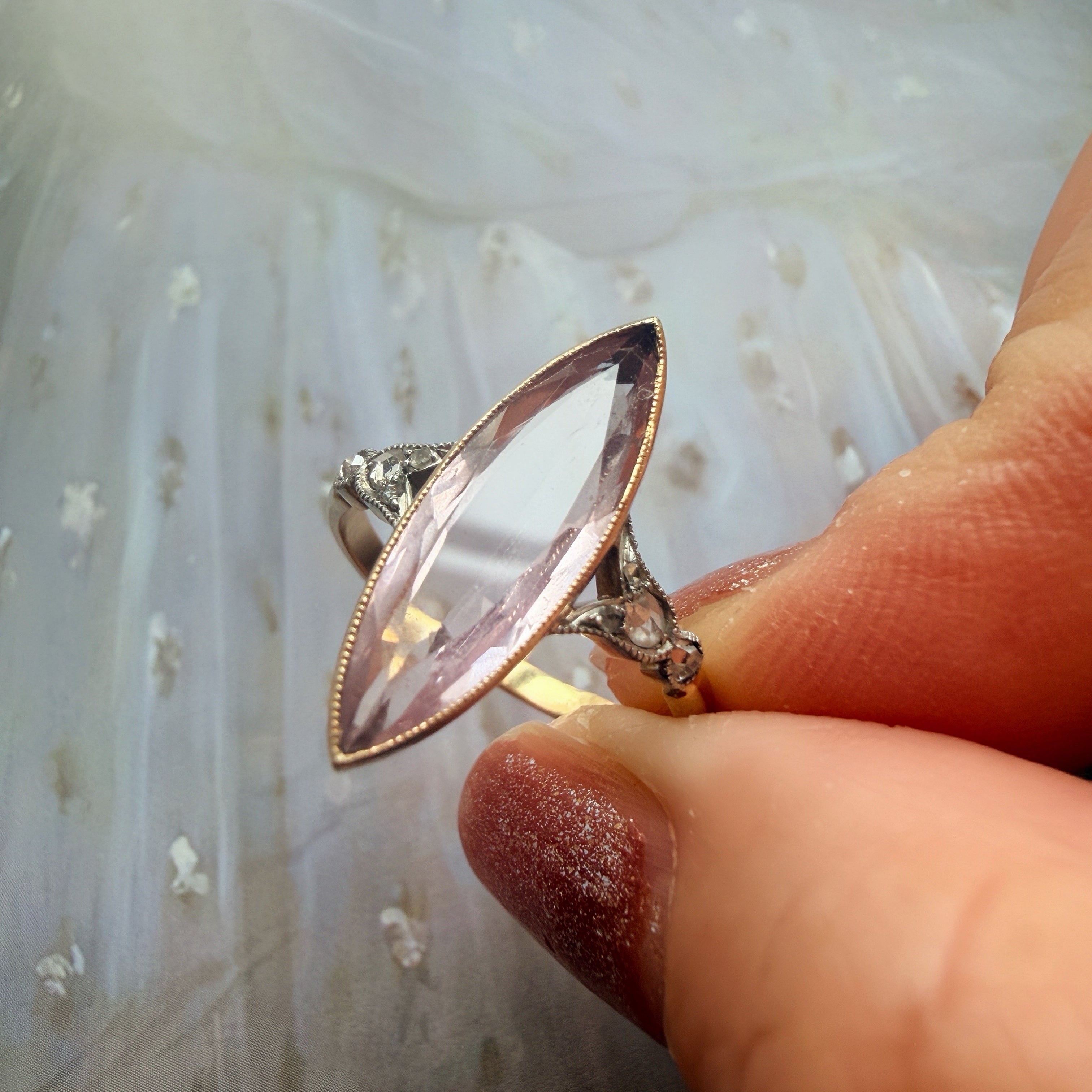 Reserved-Victorian era 18K gold amethyst marquise ring