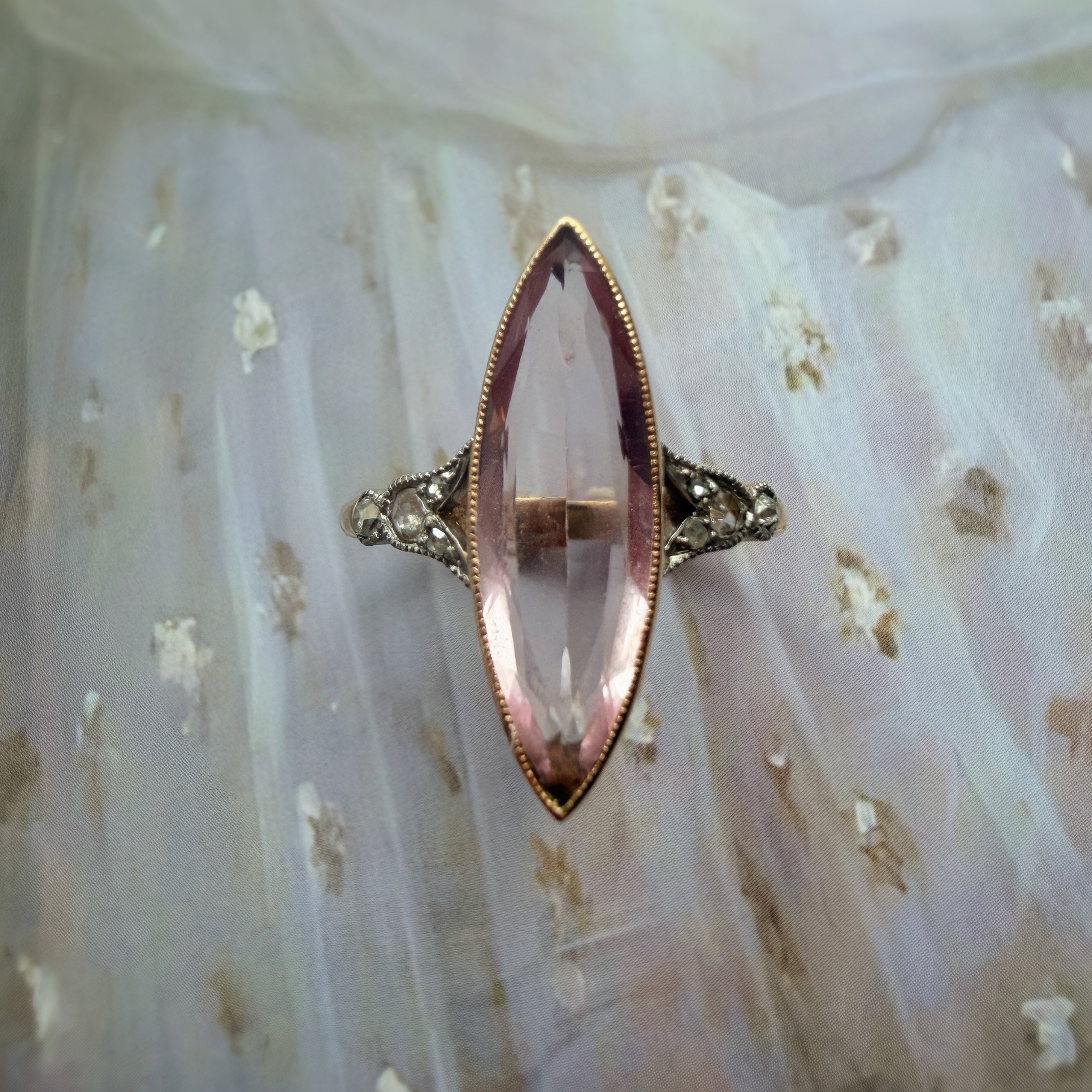Reserved-Victorian era 18K gold amethyst marquise ring
