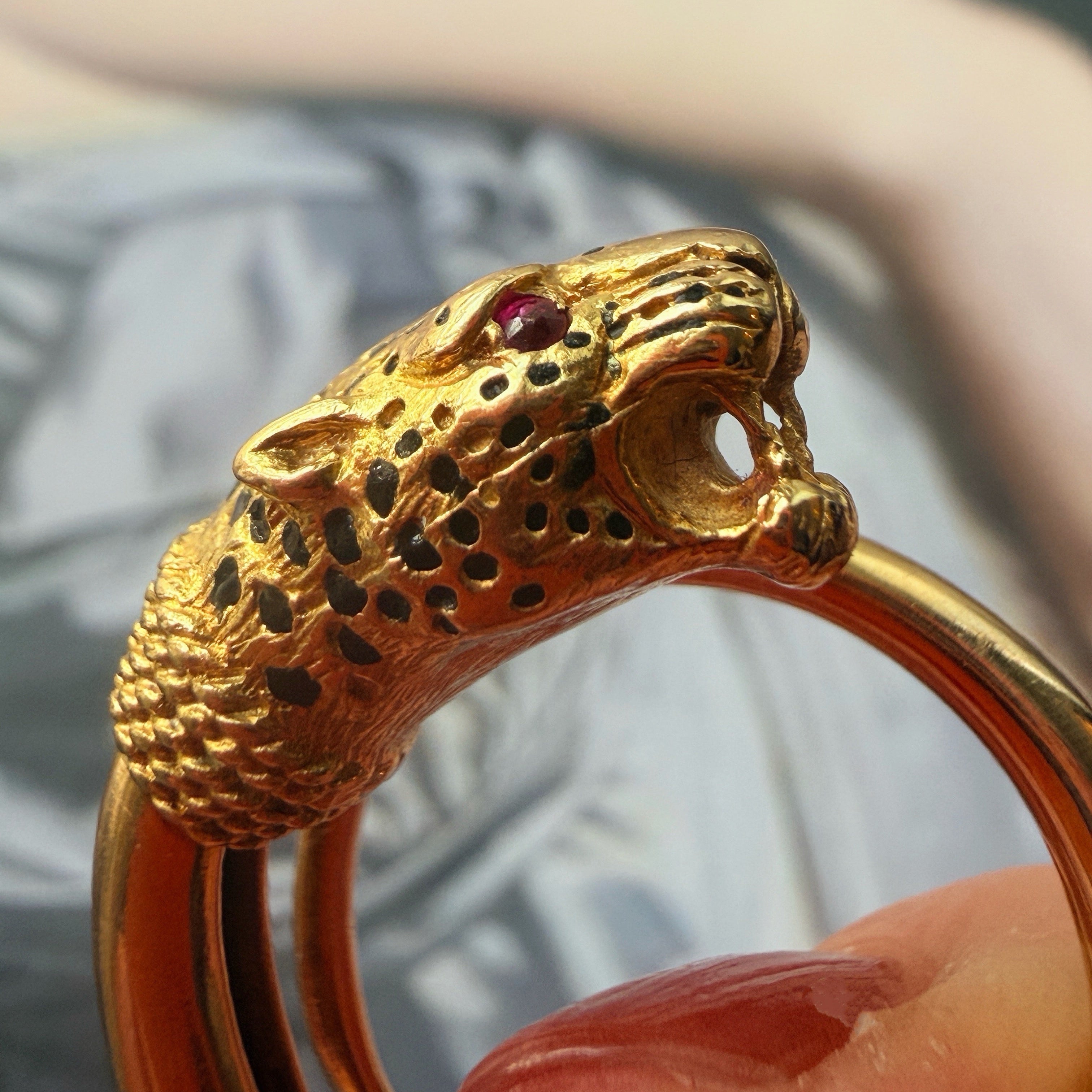 Vintage 18K gold Panther Ring by Gay Frères