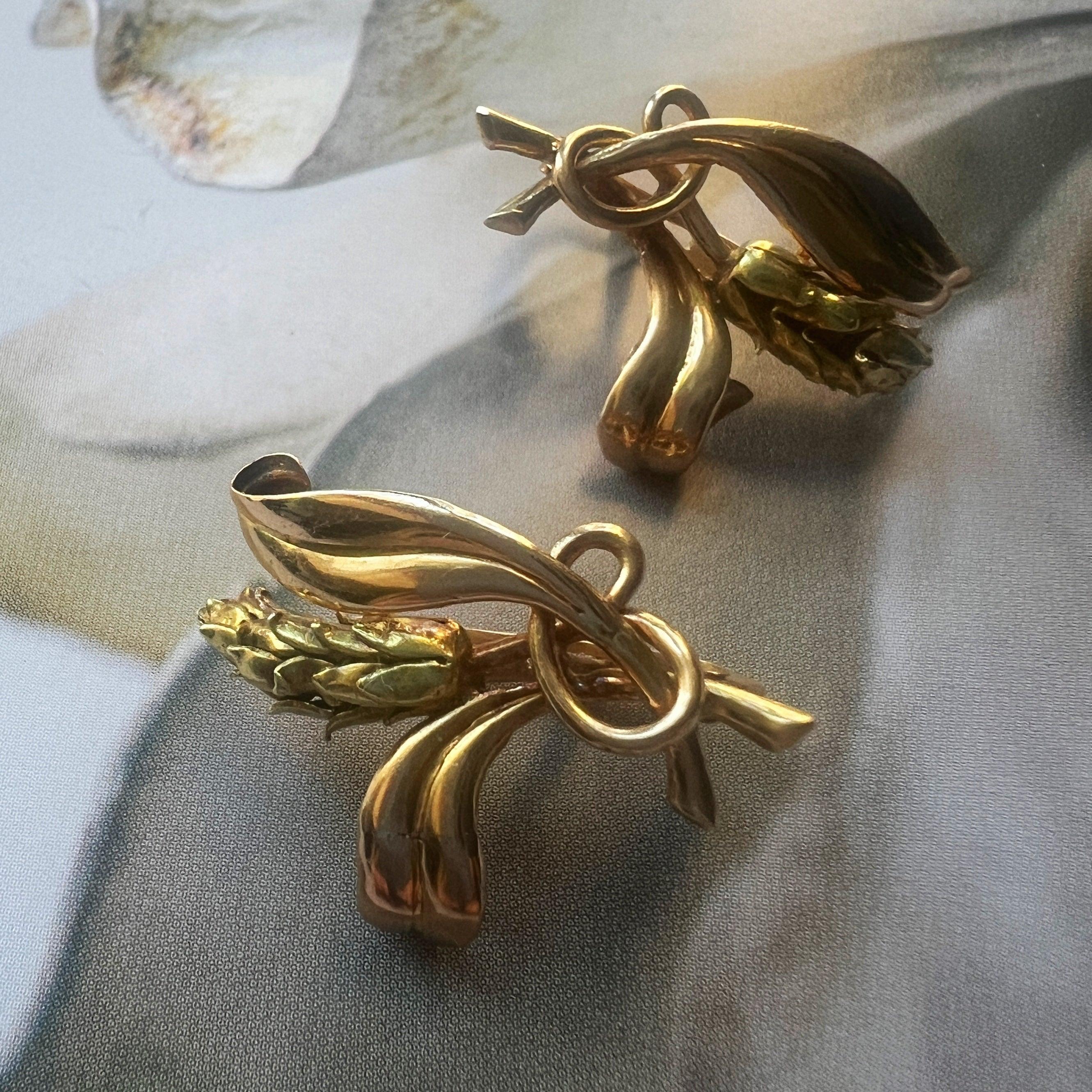 Vintage 18K gold wheat earrings - Curiously timeless