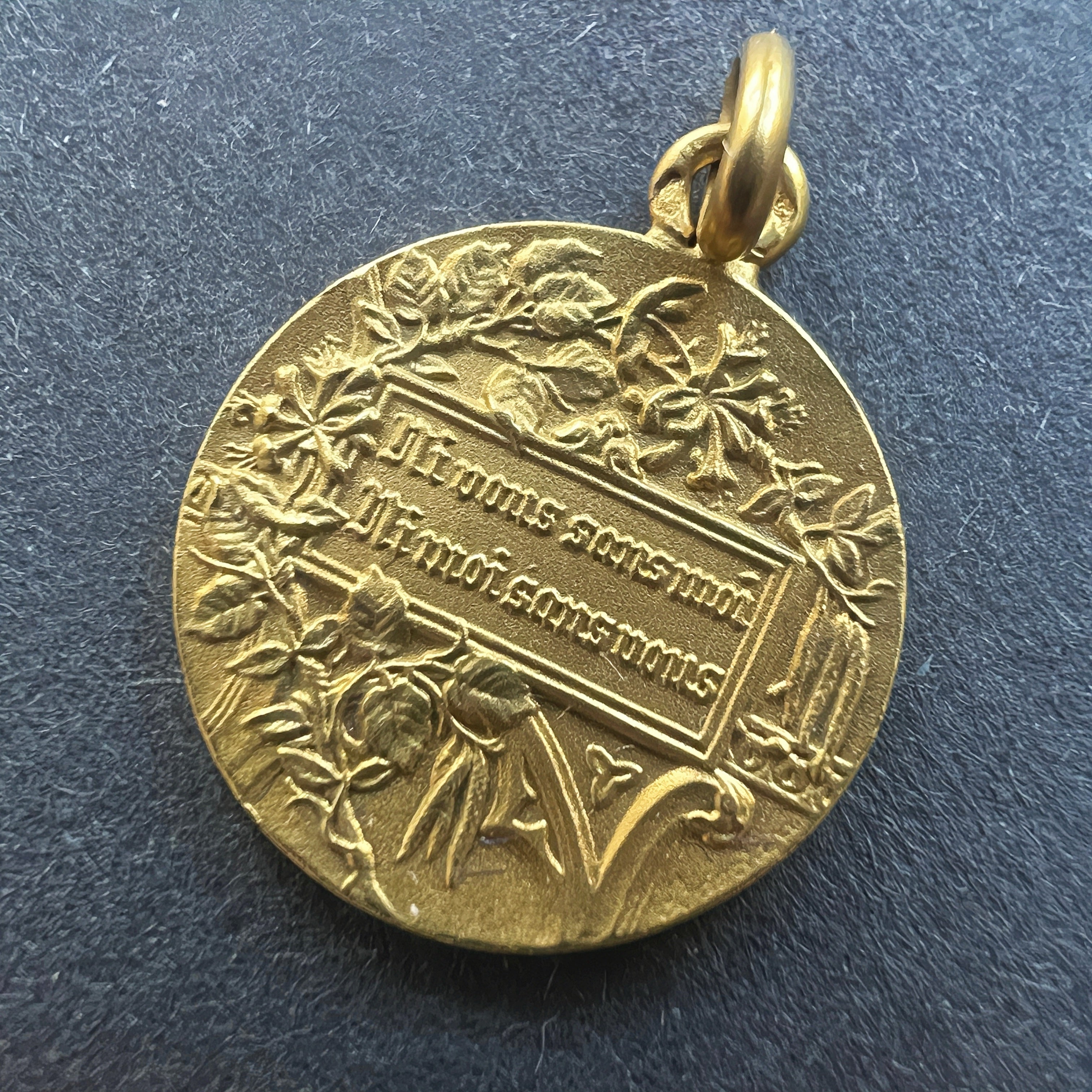 French antique 18K gold medal "Neither you without me nor me without you”