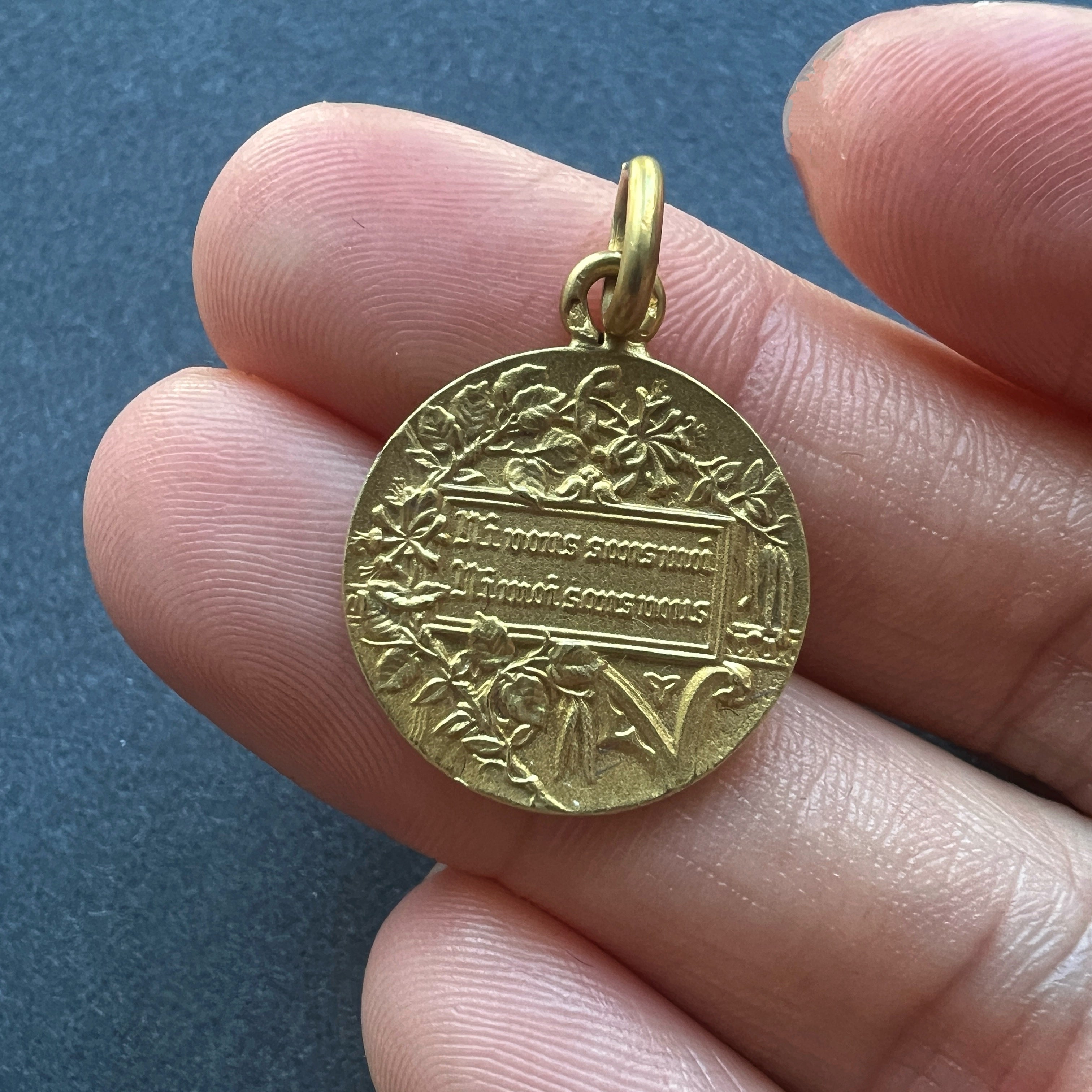 French antique 18K gold medal "Neither you without me nor me without you”