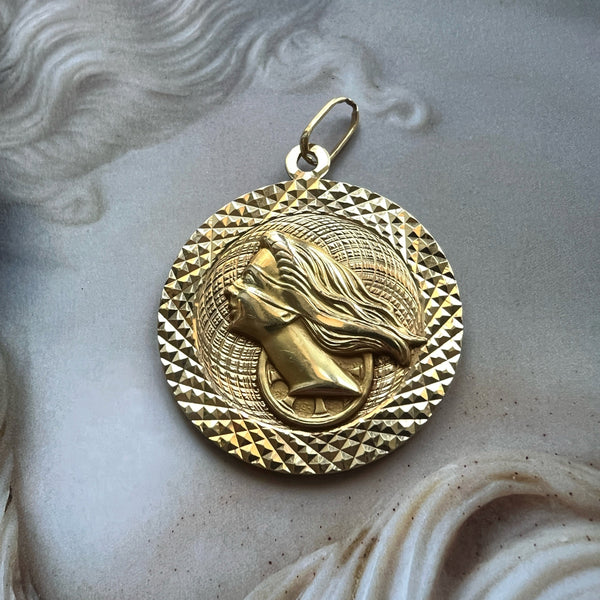 18K gold Fortuna medal pendant