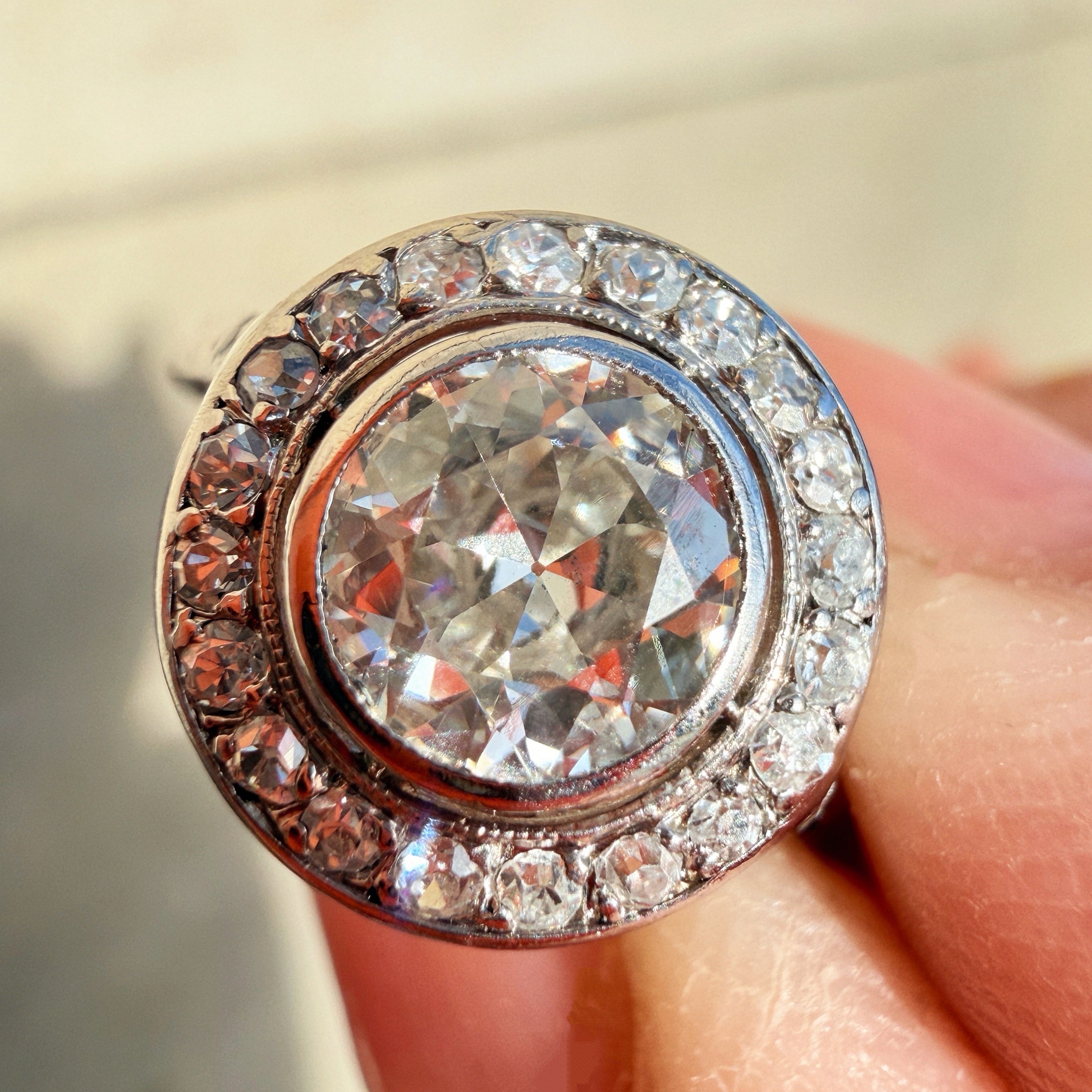 Early 20th century platinum old European cut diamond ring