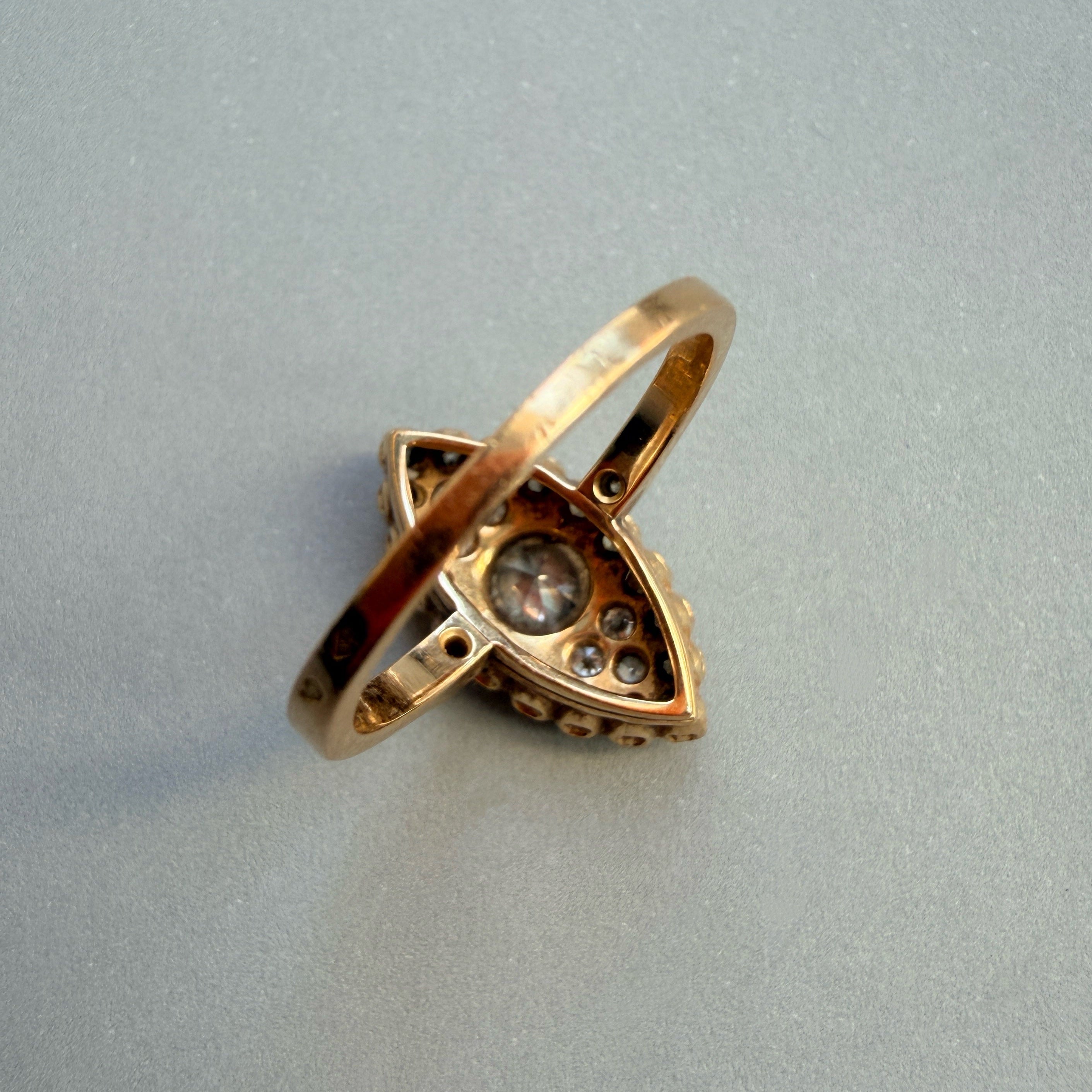 Early 20th century 18K yellow gold old cut diamond ring