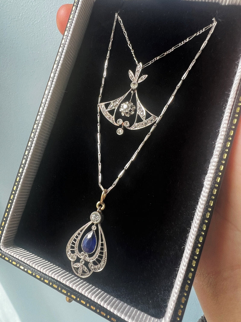 Edwardian/Belle Epoque 18K gold platinum diamond necklace